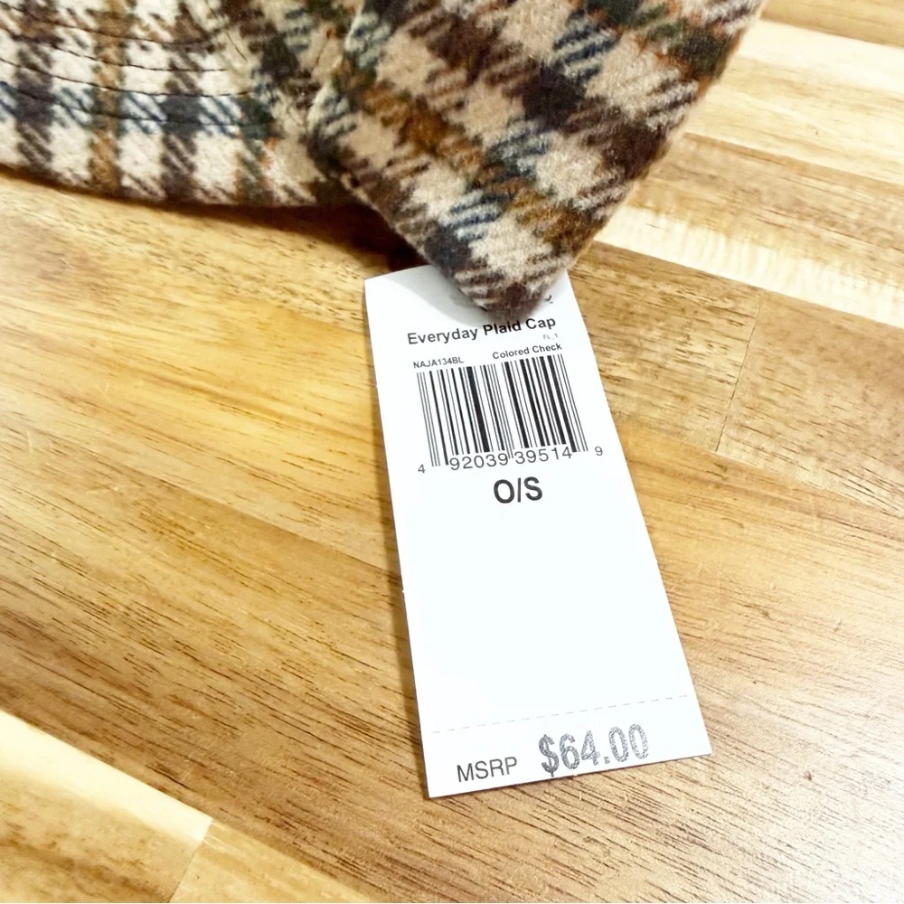Hat Attack NEW Fall Baseball Cap in Gingham Check Neutral Plaids $64 MSRP